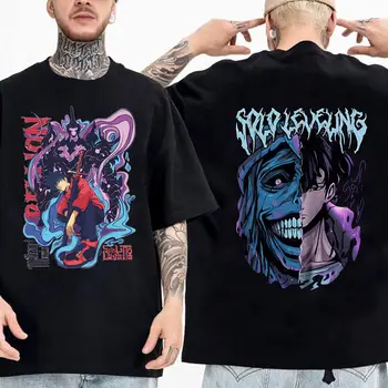 Tričko Solo Leveling Sung Jinwoo Nové anime Manga Černé tričko Vysoce kvalitní bavlněné tričko s krátkým rukávem pro muže 8 nejlepší prodej Náustek Sky Solo - №4