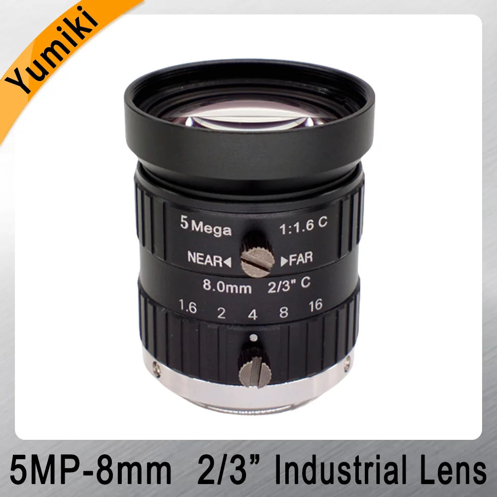 

5MP 8mm Fixed Focus Industrial Lens C Port Industrial Camera Machine Vision Lens 5MP HD 2/3 Inch Low Distortion