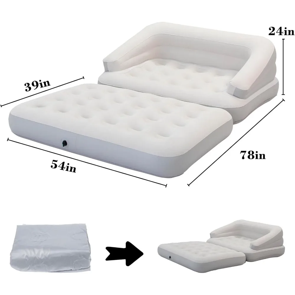 Aufblasbares Schlafs ofa für Camping, Pool Float Couch Outdoor beflockte Matratze Bett mit Armlehne für Garten im Freien, Wohnzimmer