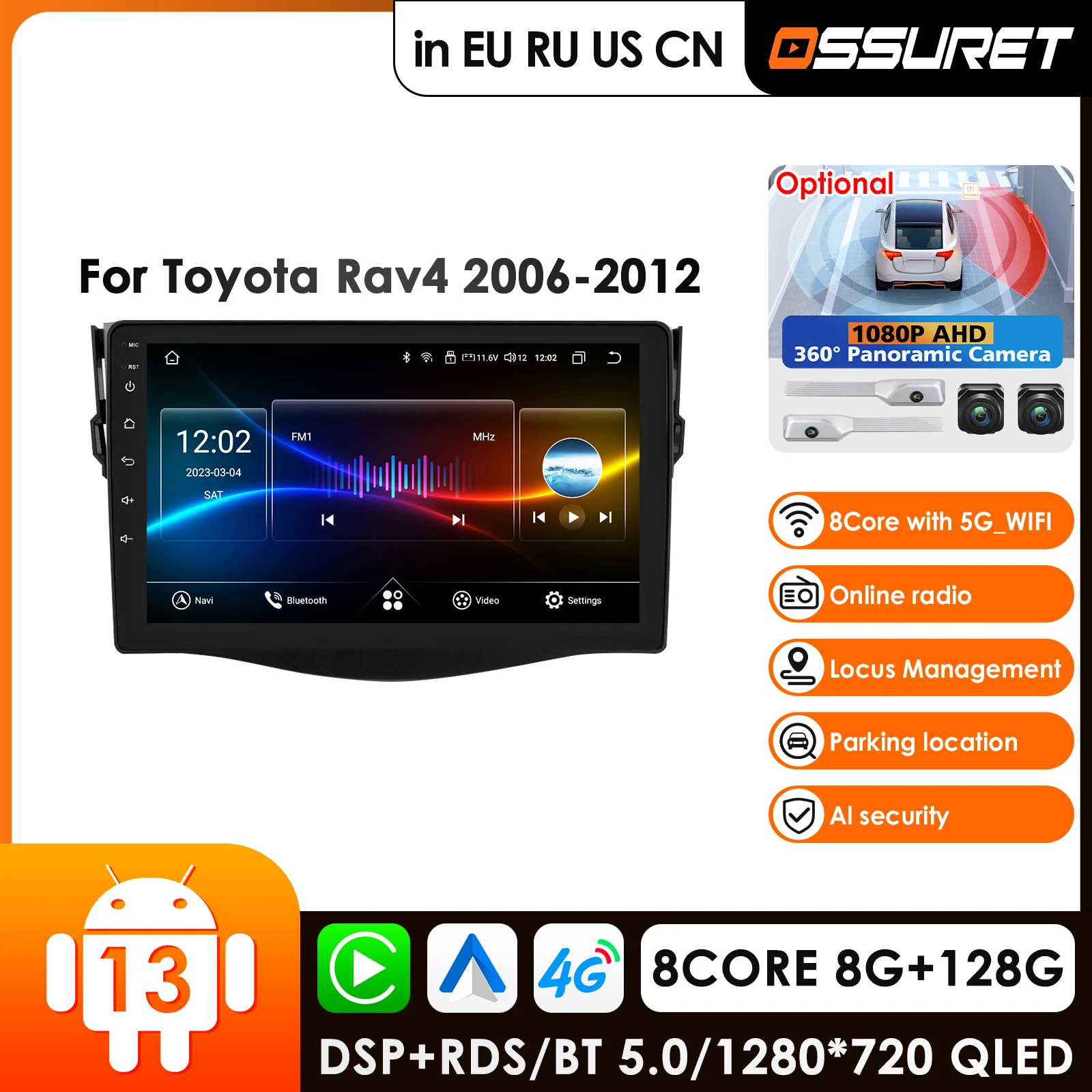 

9'' AI Car Intelligent Systems Carplay 4G Android 13 Car Radio for Toyota RAV4 RAV 4 2006 - 2012 Multimedia Video Player GPS DSP
