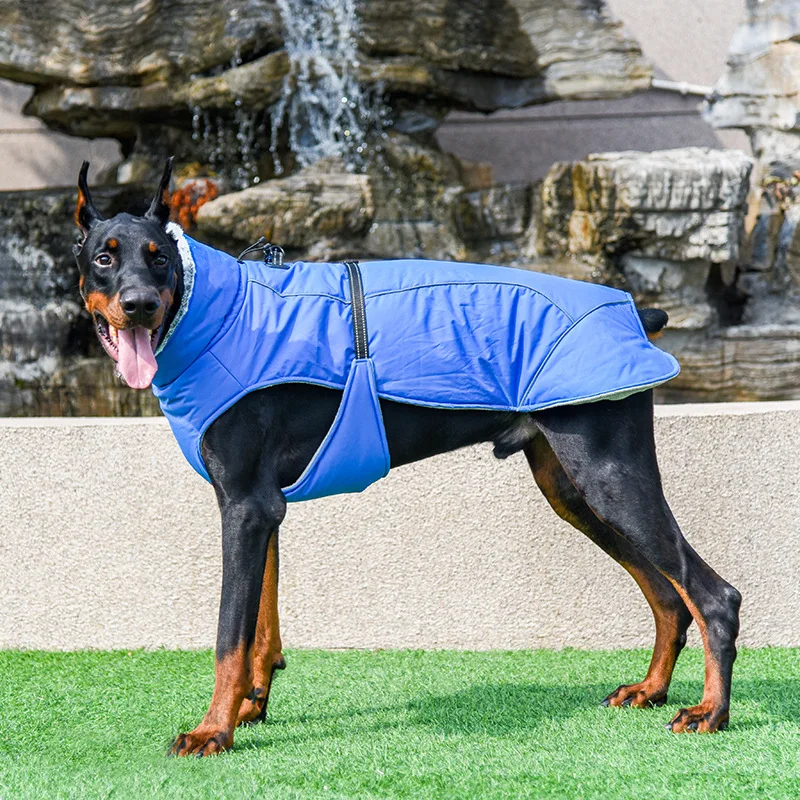 Winter Dog Pets Clothes Plus Fleece Jacket Pet Winter Warm Vest Waterproof Reflective Dog Clothes For Large Dog Outdoor Jacket