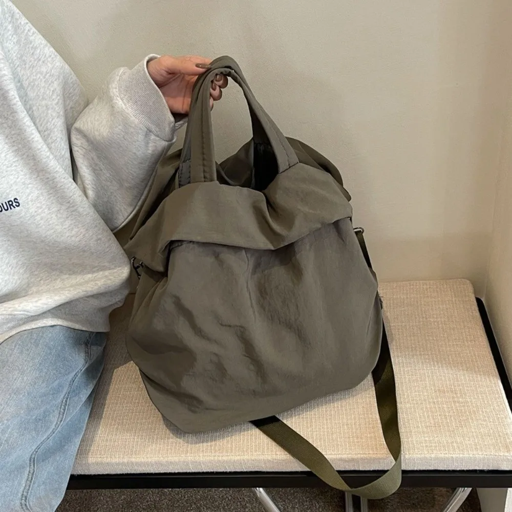 

Shopping Large Capacity Nylon Tote Bag Lightweigh Soft Woman Shoulder Bag Casual Solid Color Minimalist Handbag Female