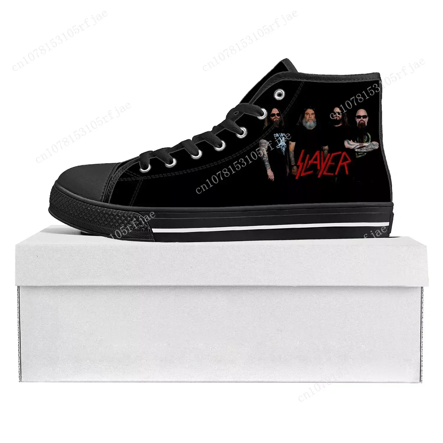 Slayer Heavy Metal Rock Band High Top High Quality Sneakers Mens Womens Teenager Canvas Sneaker Casual Couple Shoes Custom Shoe