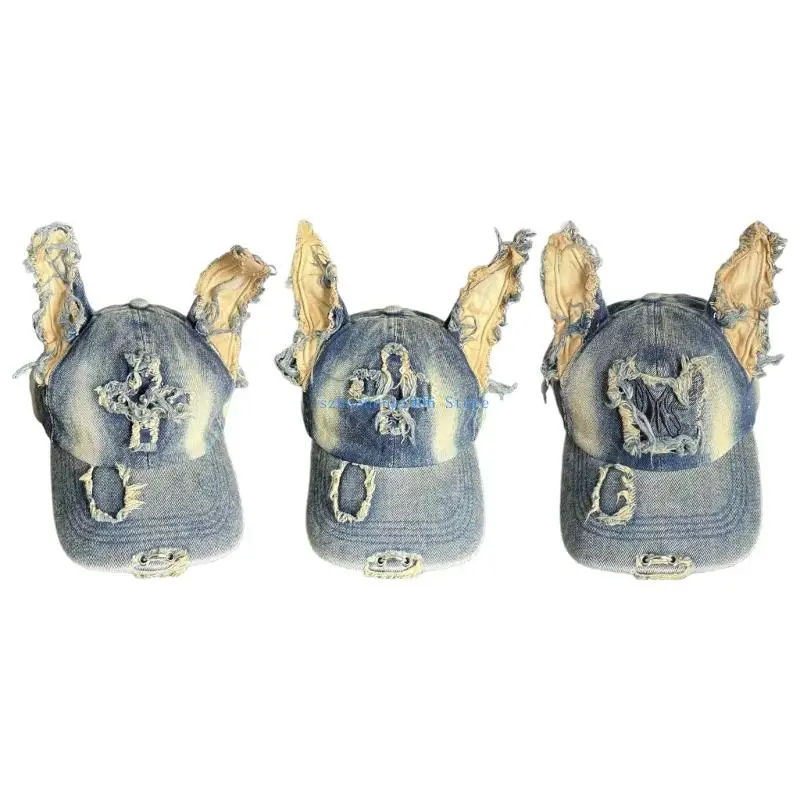 

85LF Vintage Distressed Doberman Hat for Teens Adult Cosplay Baseball Hat for Spring Autumn Street Wear and Dancing Use