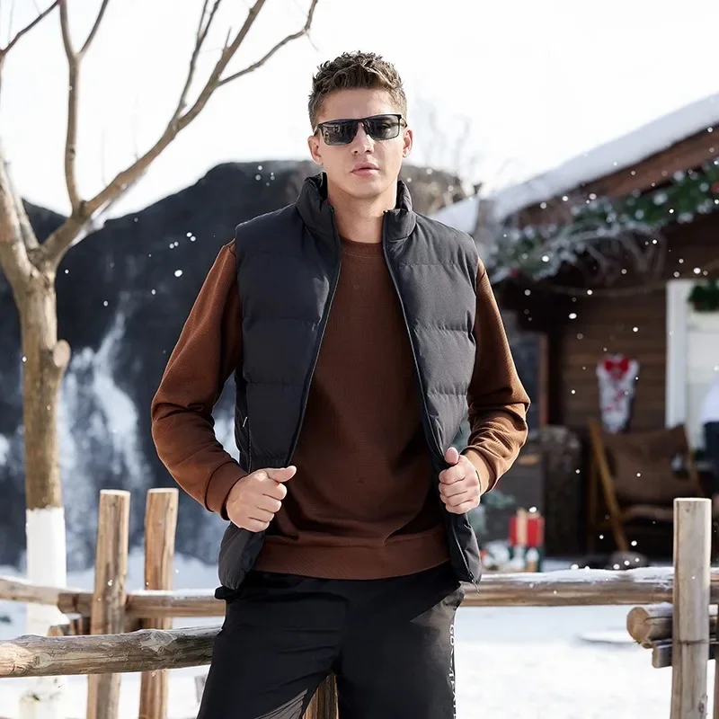 

Пуховые хлопковые жилеты для мужчин, осень-зима, утепленный свободный ветрозащитный жилет, мужской уличный повседневный жилет, мужская куртка на хлопковой подкладке