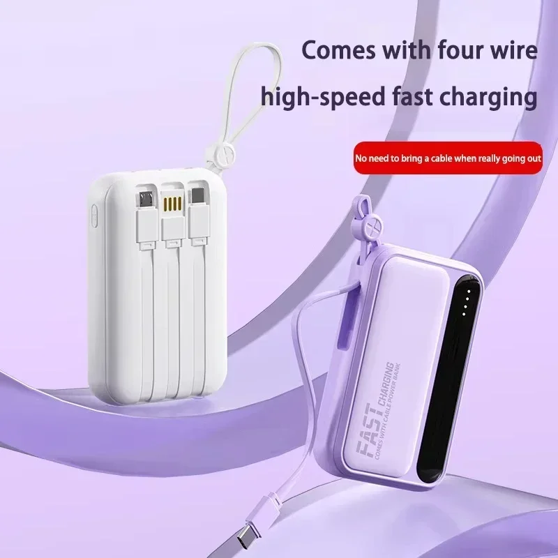 ROMOSS 4 In1 قوة البنك 500000mAh سعة كبيرة مدمجة في الكابلات ذكي شاشة ديجيتال ضوء بطارية محمولة آيفون