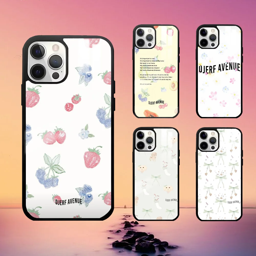 Djerf Summer Berries Print Avenue Phone Case For iPhone 16 15 14 13 12 11 Pro Max Plus Mini Fashion High Quality mirror