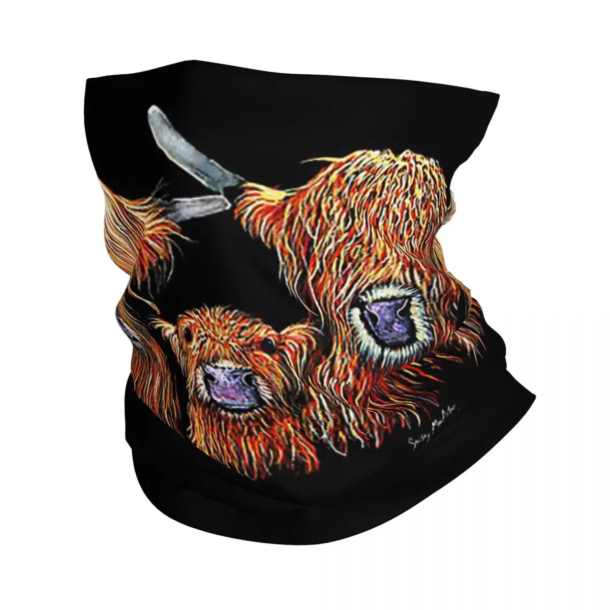 Scottish Highland Cows Bandana Neck Gaiter Printed Mask Scarf Warm Headband Hiking Fishing Unisex Adult Breathable