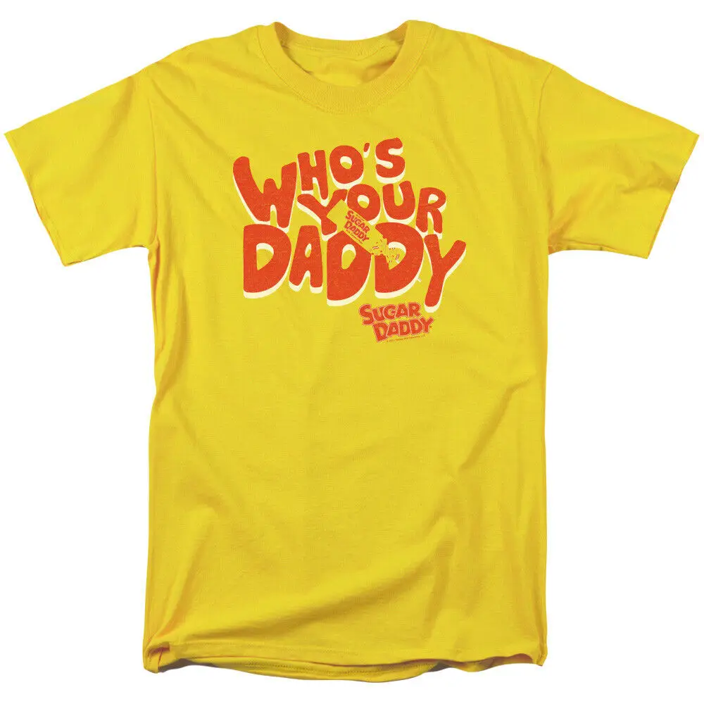 Sugar Daddy Whos Your T Shirt Mens Licensed Chewy Caramel Candy Yellow