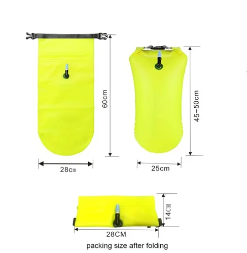 Imagen 2 del producto Boya de natación de seguridad al aire libre, bolsa flotante de natación multifunción con cinturón, bolsa de almacenamiento de cinturón salvavidas de PVC impermeable para deportes acuáticos