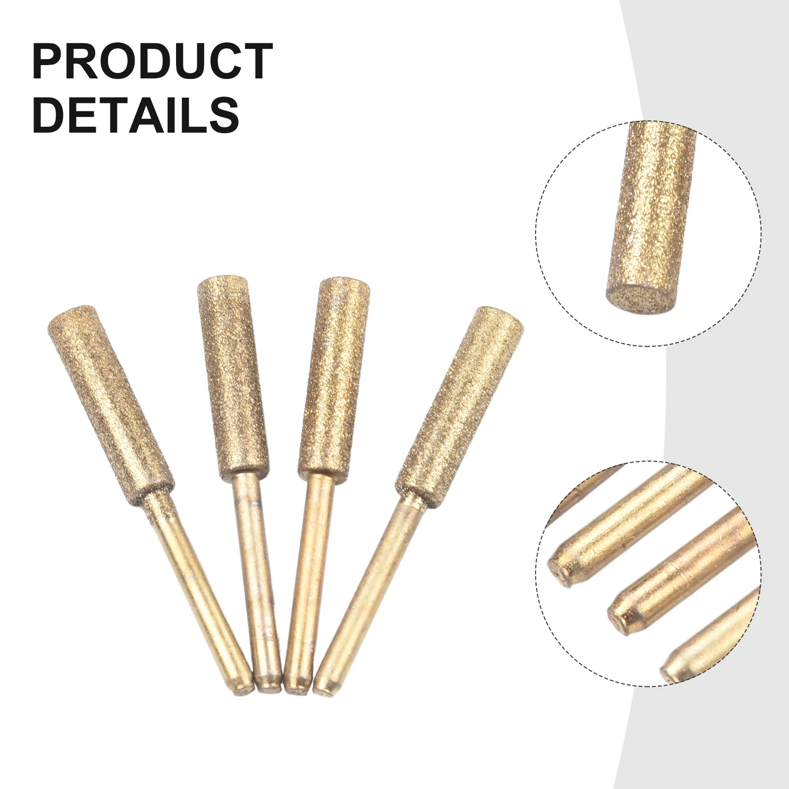 4pcs 4.0/4.8/5.5mm Coated Cylindrical Burr Chainsaw Sharpener Stone File Chain Sharpening Carving Grinding Tools Kits