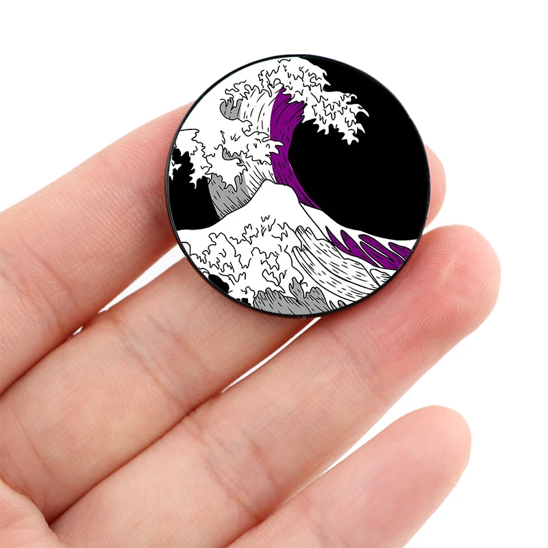 Asexual pride wave Pin Custom cute Brooches Shirt Lapel teacher tote Bag backpacks Badge Cartoon gift brooches pins for women