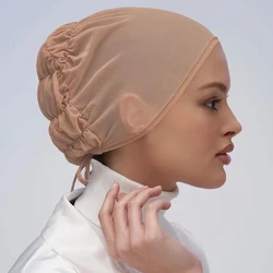 Breathable Hijab Undercap Summer HeadCover Instant Mesh Bonnet Hijabs for Women Muslim Turbans Inner Cap Thin Muslim Women Hijab