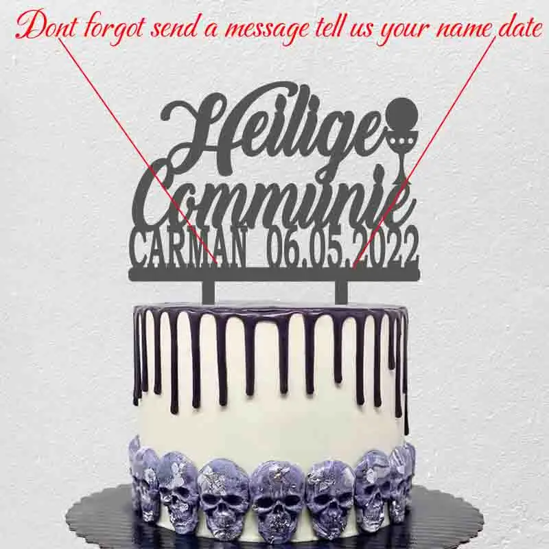 Custom Name Date Dutch Heilige Communie Cake Topper For Netherlands Kids First Holy Communion Party Cake Decoration Topper YC072