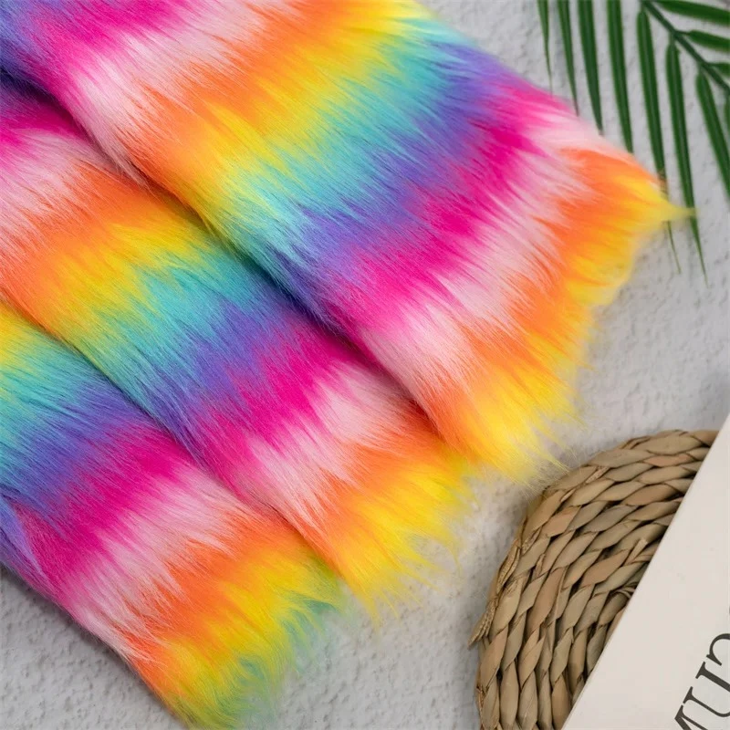 قوس قزح تقليد الثعلب أفخم النسيج للملابس الفراء طوق اليدوية DIY وشاح الديكور السجاد اكسسوارات حصيرة الخياطة القماش