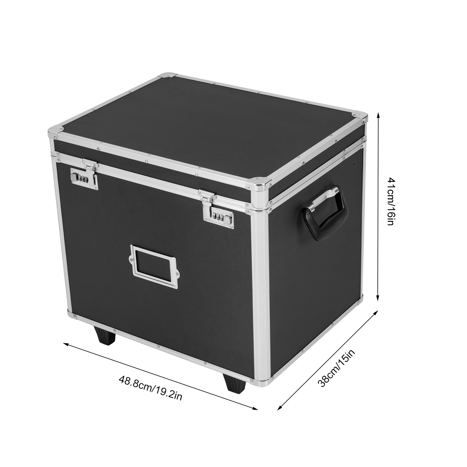 Black Aluminum File Box com alça telescópica, portátil e elegante