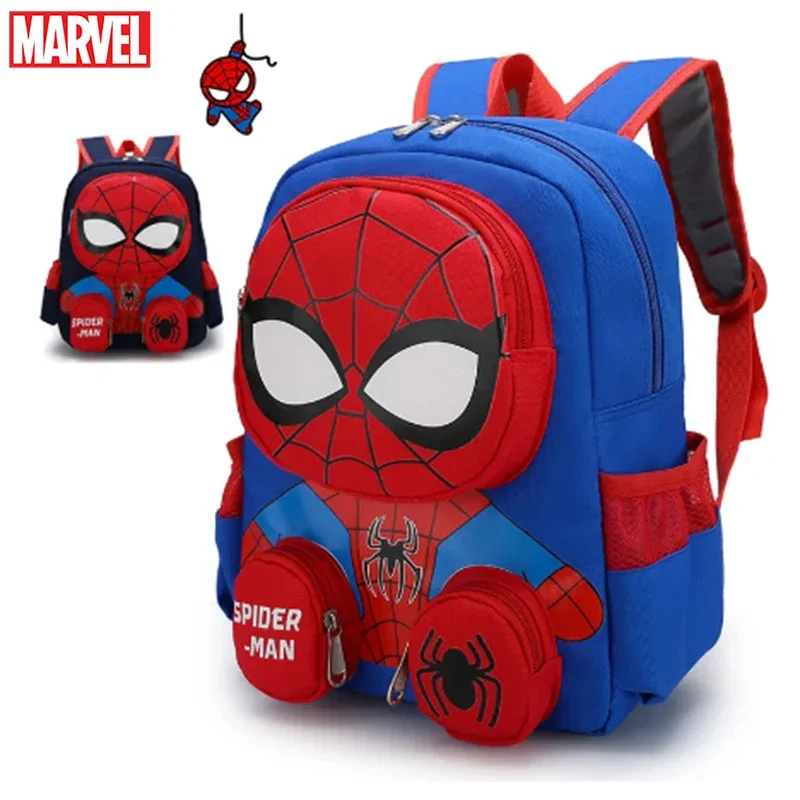 

Marvel Spiderman Schoolbag Anime Movies Avengers Cartoon Figure Cute Spiderman Student School Backpack Birthday Gifts