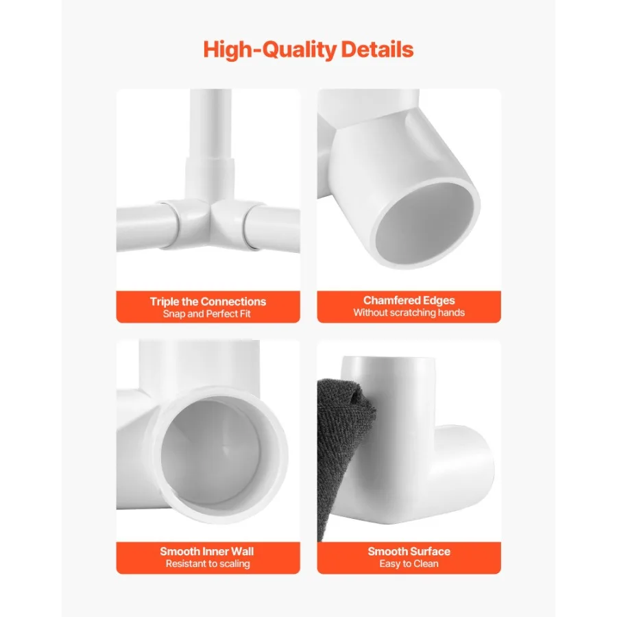 3-Wege-PVC-Armaturen, 10 Stück, PVC-Rohrverbindungen, Winkelverbinder für 1 PVC-Rohre