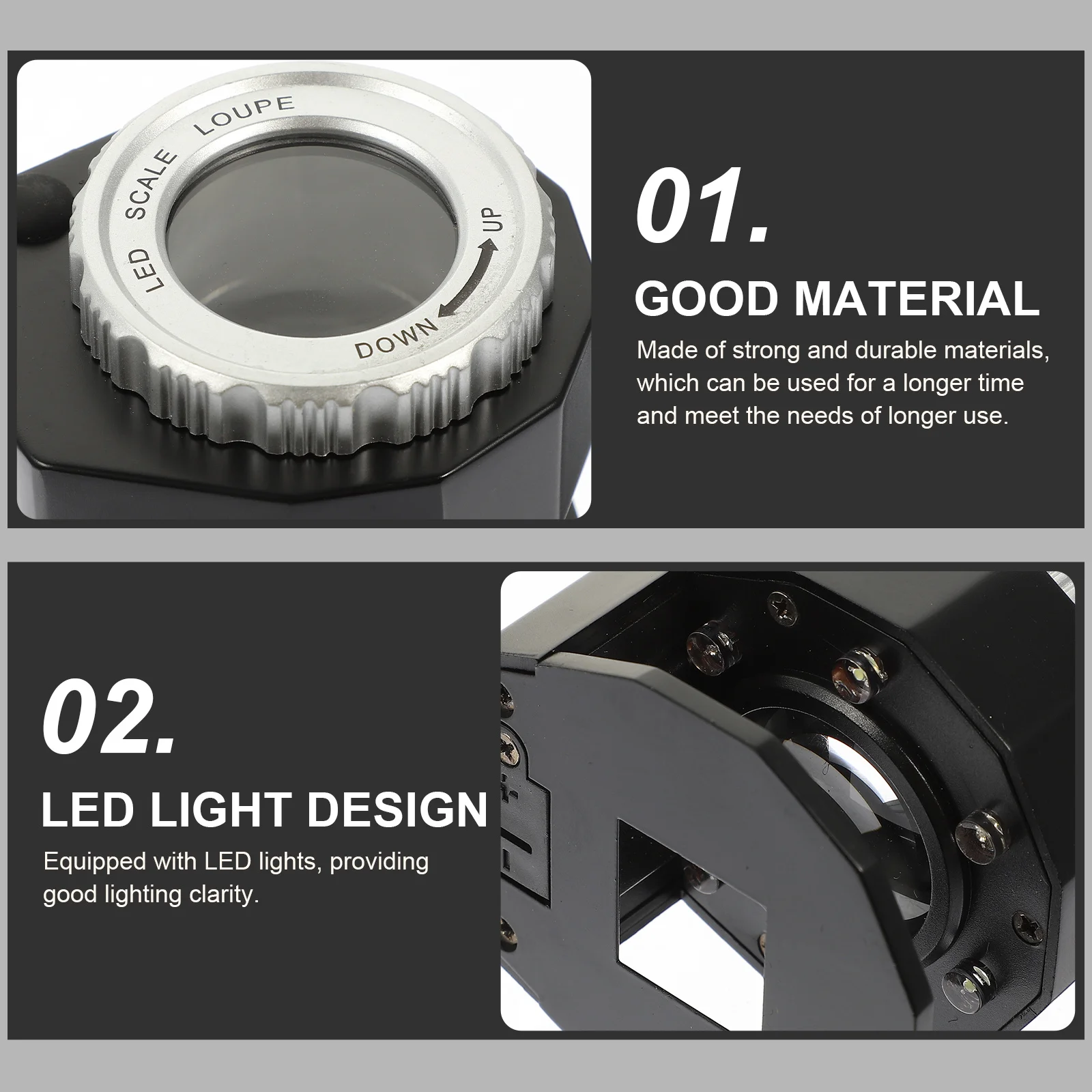

1 Set Illuminate Jewelers Loupe Portable Handheld Magnifying Glass For Jewelry Gems Coins Stamps Watches Led Light Dual Lens
