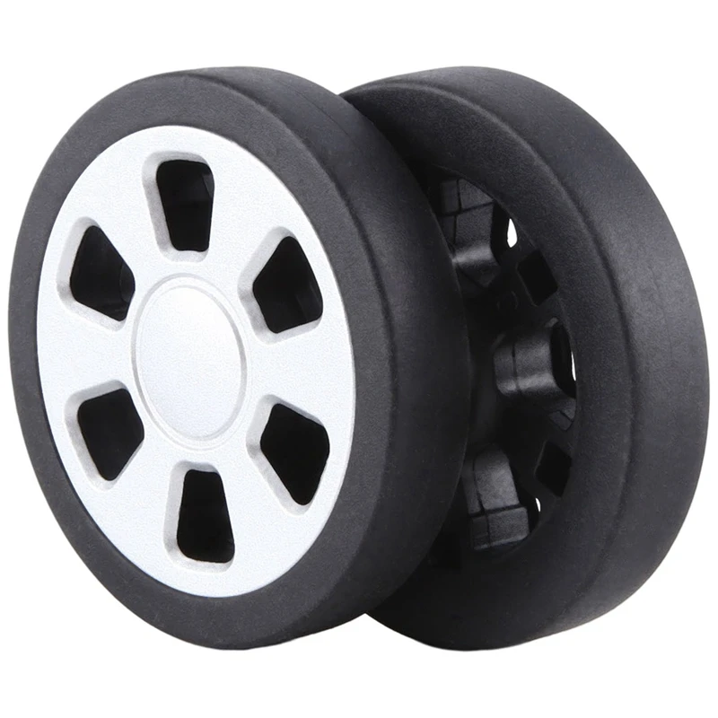 Black & Silver Replacement Wear Resistant PU Caster Suitcase Replacement Wheel Luggage Double Wheel 8Mm