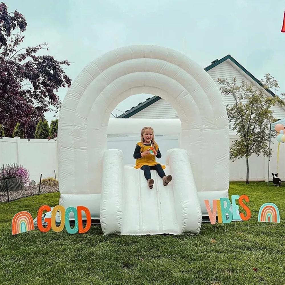 Rainbow Bounce House Inflatable Indoor Bouncy House with Slide for Kids Outdoor Jumping Toys for Backyard Birthday