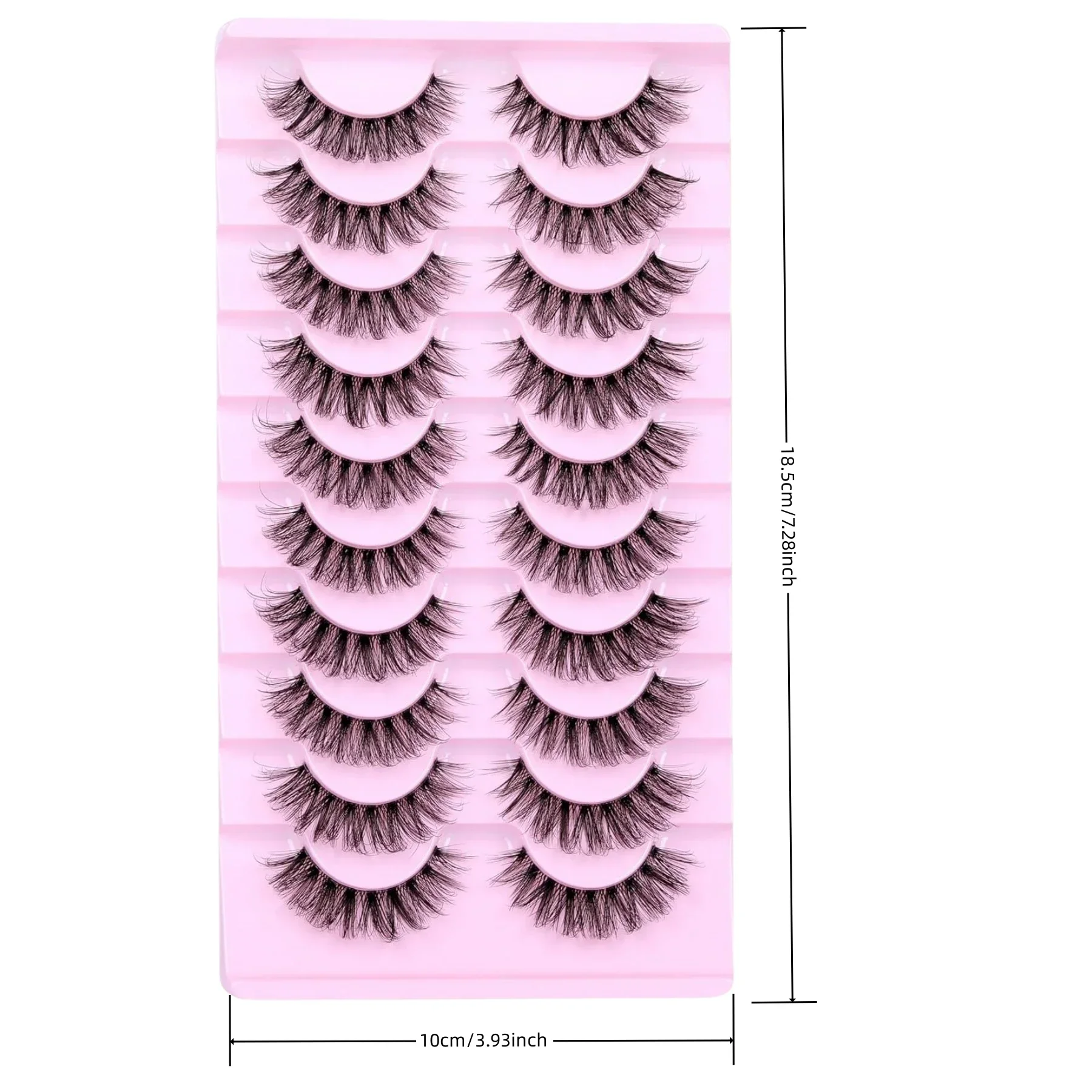 10 Pairs Natural Eyelashes Fluffy Lashes D Curl Eyelashes 3D Volume Wispy False Lashes Strips Clear Band Lashes Pack