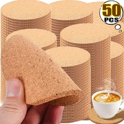 1/50PCS Cork Cup Mats Round Square Absorbent Heat Resistant Coasters Reusable Coffee Cup Drinks Pad Bar Kitchen Table Decoration