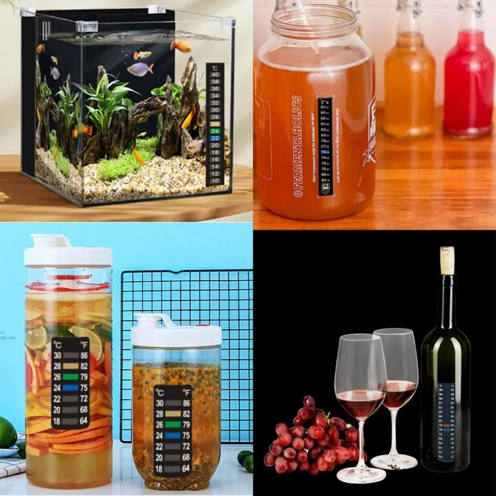 5Pcs Dual Scale Digital Fish Tank Thermometer 4-36 0-50 C/F Discolor Stick-on Thermometer Easy To Read Color Changing