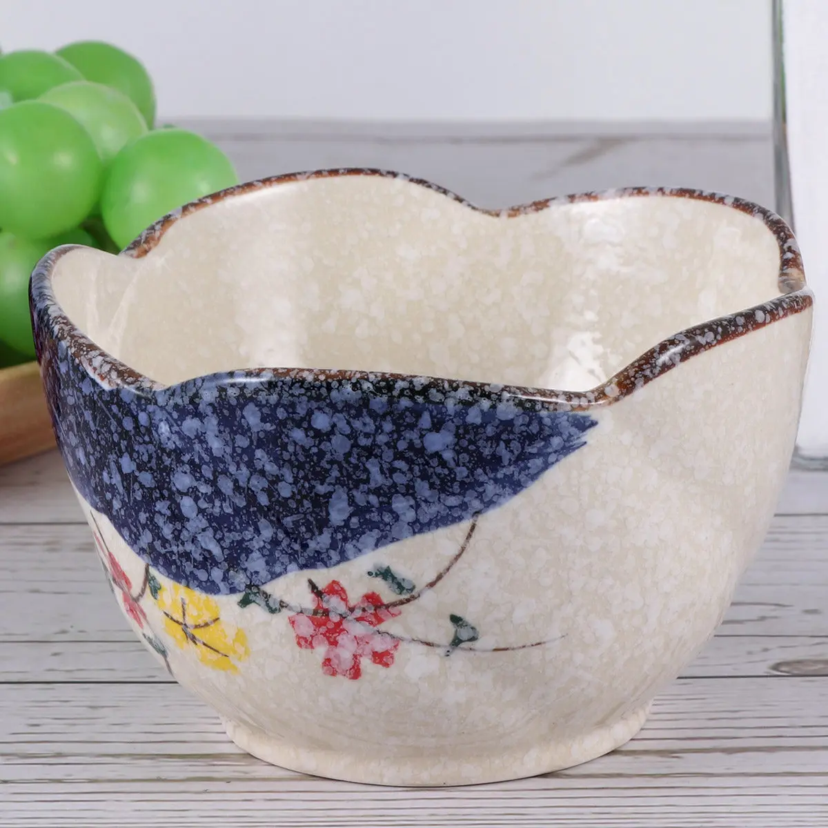 Ceramic Lotus Shape Bowl Sweet Color Premium Ceramic Salad Rice Noodle Cereal Food Container Tableware for Home Party Restaurant