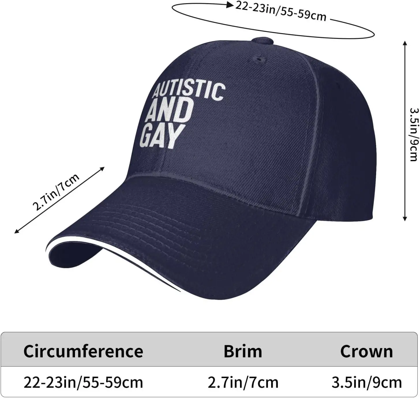Autistic And Gay Baseball Cap Adult Casual Polyester Unisex Sun Protection Baseball Hat