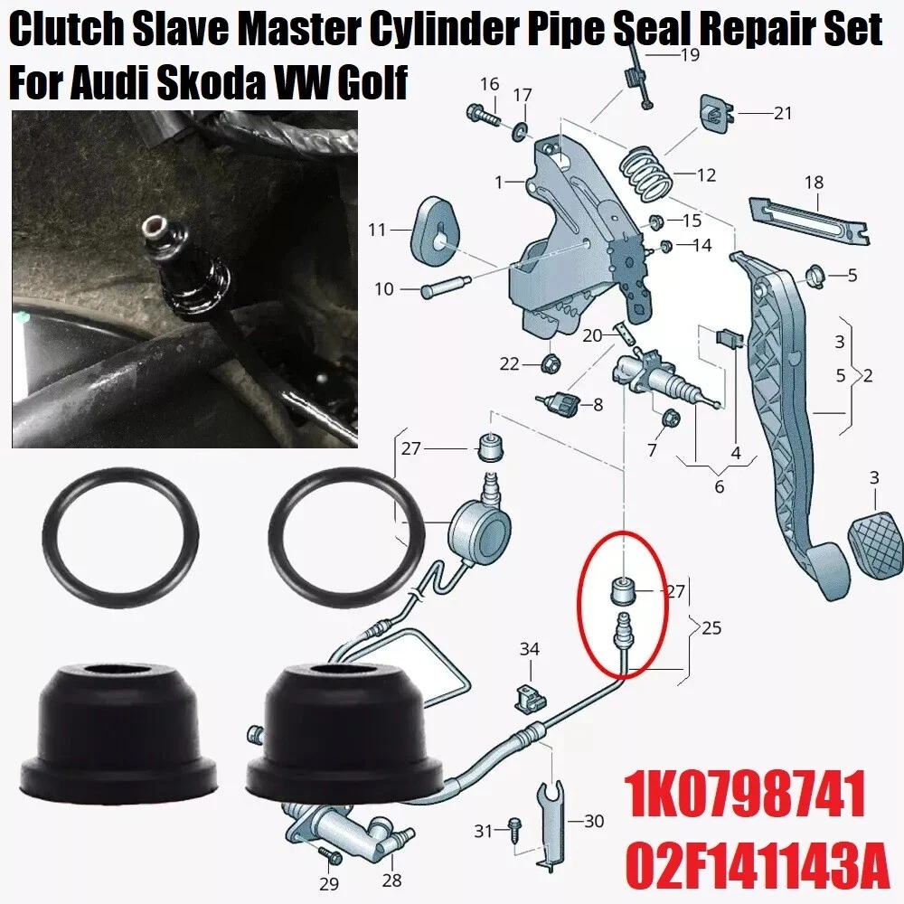 10Kit Car Clutch Slave Master Cylinder Pipe Seal Repair Set For VW Golf MK6/7/8