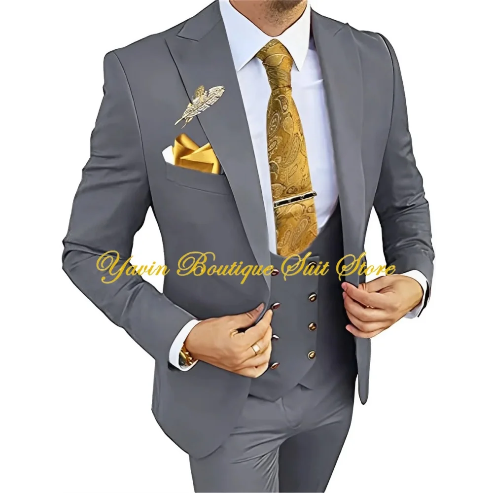 

Wedding Men's 3-piece Suit Set Slim Fit Jacket Pants Vest Groom Tuxedo Formal Blazer Elegant Suit for Men