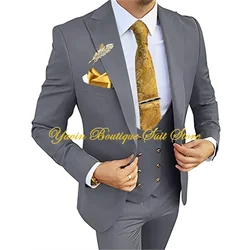 Wedding Men's 3-piece Suit Set Slim Fit Jacket Pants Vest Groom Tuxedo Formal Blazer Elegant Suit for Men