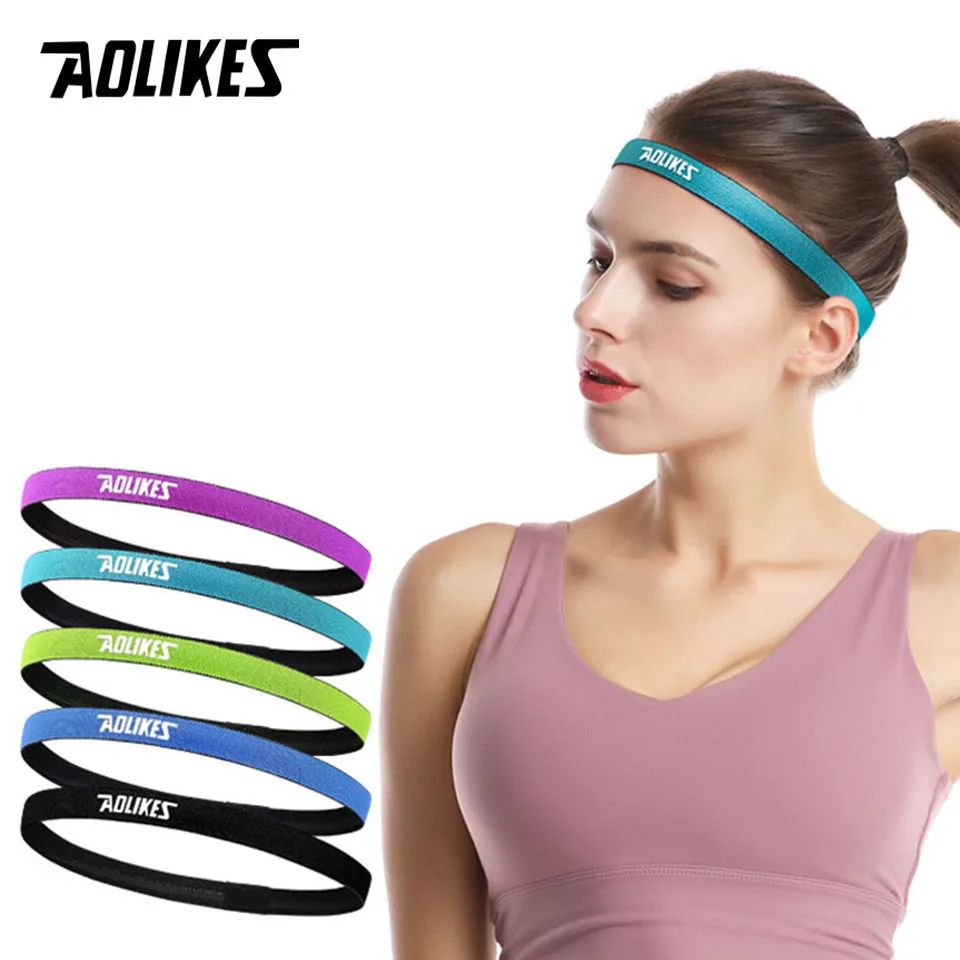 AOLIKES Silicone Sports Headband Sweatband Hair Band For Running Cycling Yoga Jogging Basketball Fitness Gym Free Size