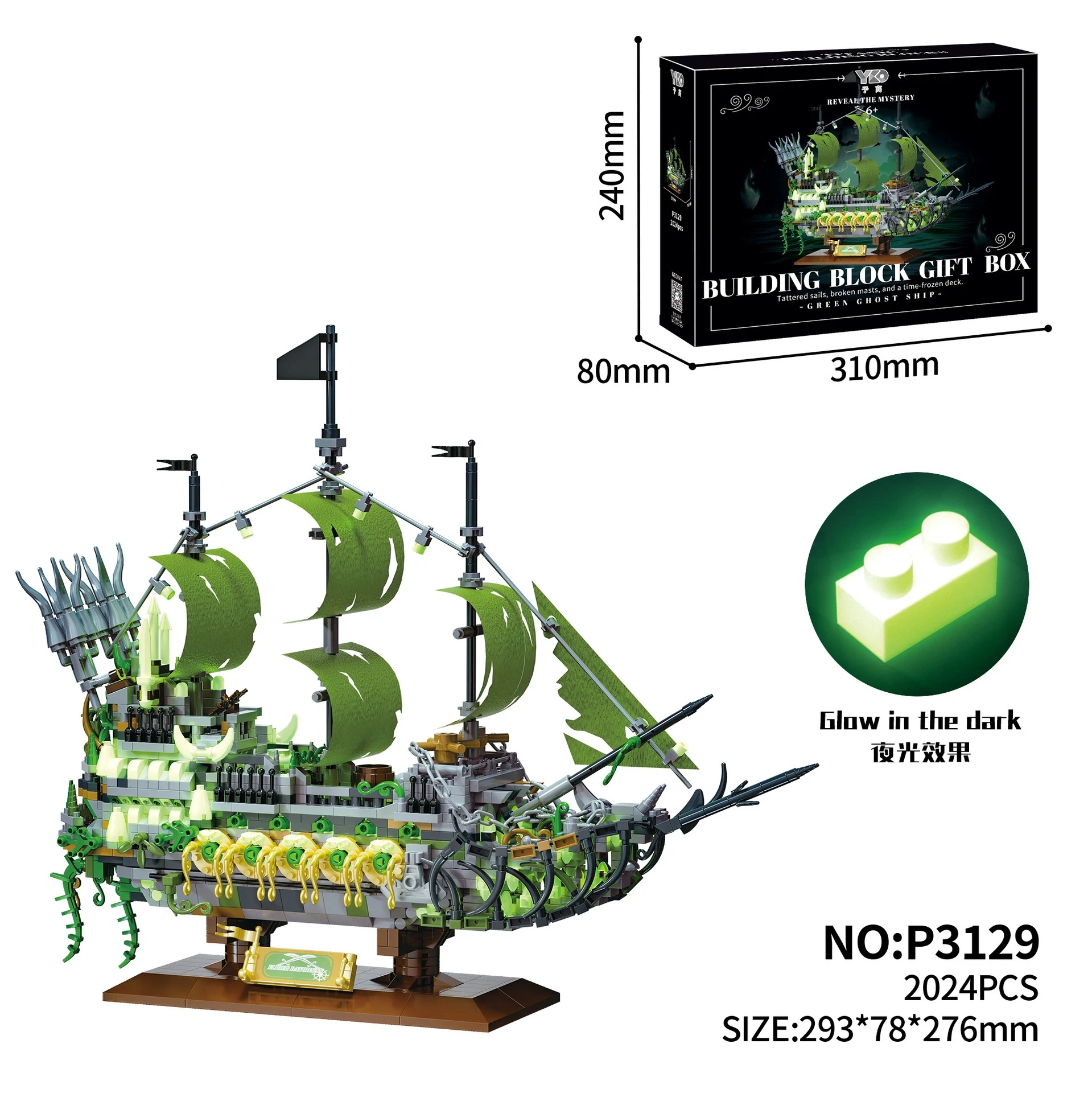 Medieval Pirate Ships Series Micro Model Assembly Noctilucent Building Blocks Captain Bricks Toy Ghost Pirate Ship Children Gift