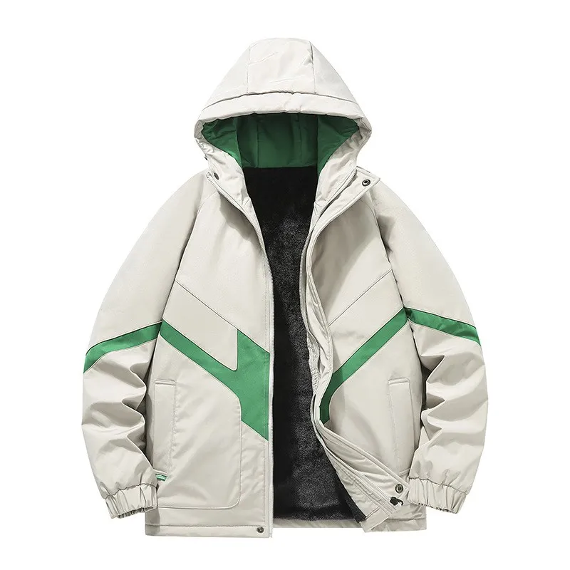 

Trendy Color Blo Hooded Jaet Men's Winter New Loose Fit Fce Lined Cotton Coat Casual Youthful Sle Zipper Closure