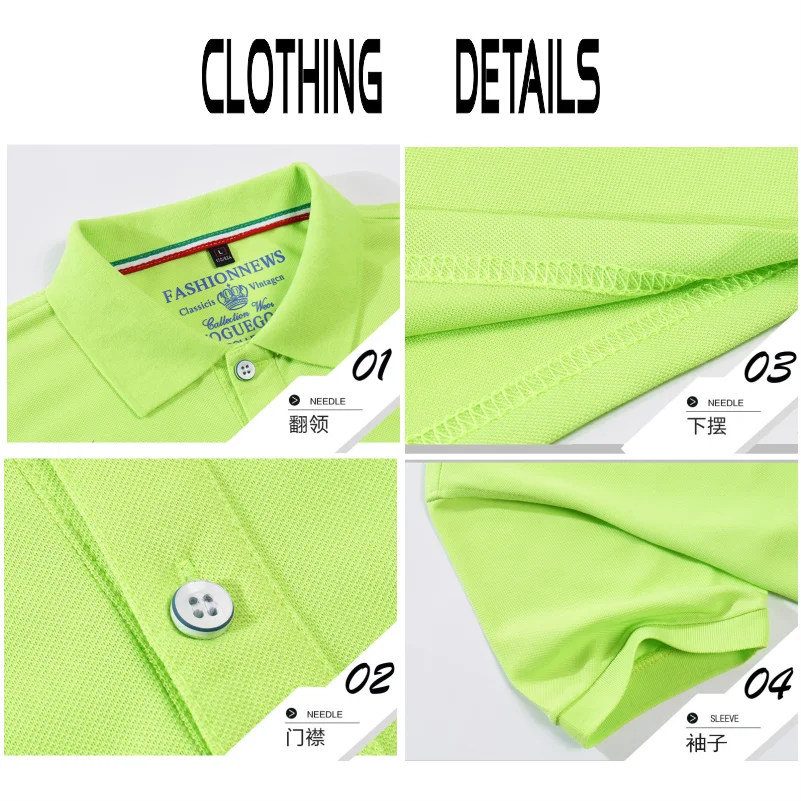 High -quality breathable Custom Polo shirts Summer Short Sleeve Solid Classic Polo Shirt Business Staff Company Uniform