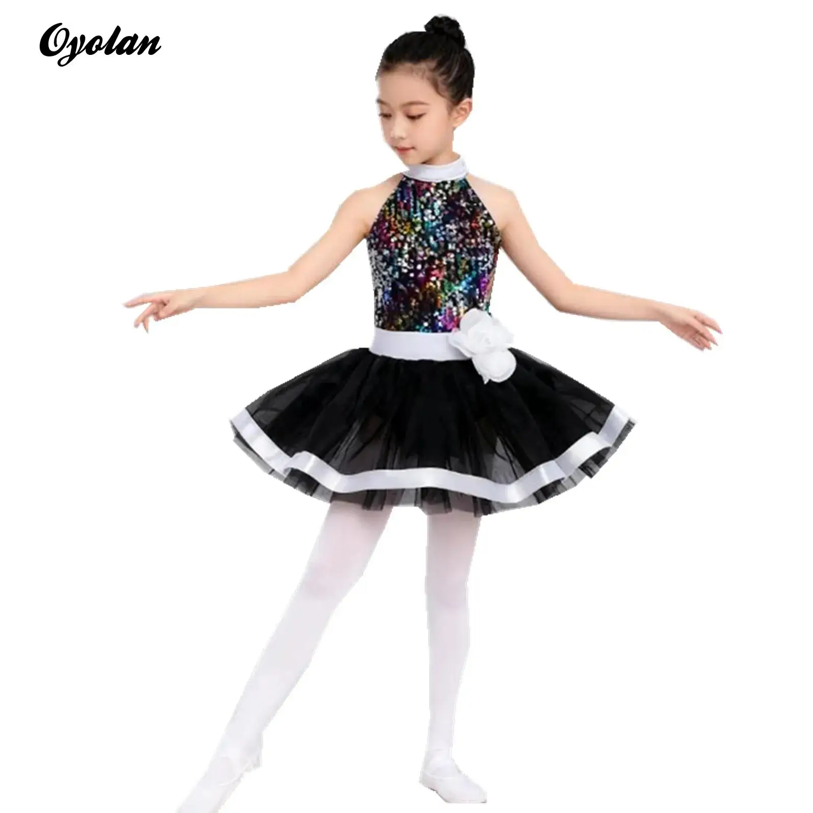 Kinderen Meisjes Glanzende Pailletten Gelaagde Tule Prinses Ballerina Ballet Dans Jurken Gymnastis Maillots Kunstschaatsen Tutu Jurk