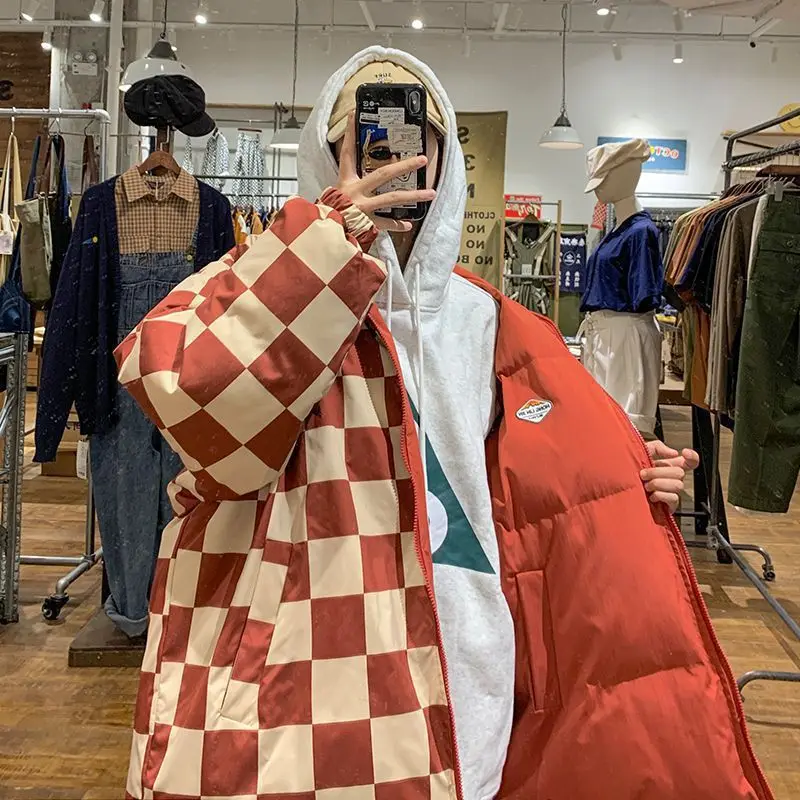 

Double-Sided Wear Cotton Jaet Loose Fit Collar Men's Cheered Winter Faion Urban Sle Polyester Fiber Thiened Zipper ...