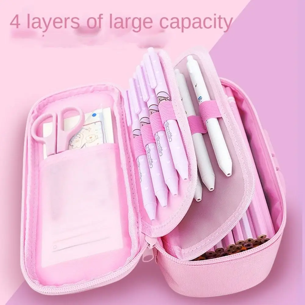 Large Capacity Password Lock Pencilcase Four Layers Portable Durable Pencil Box School Stationery Cute Stationery Box