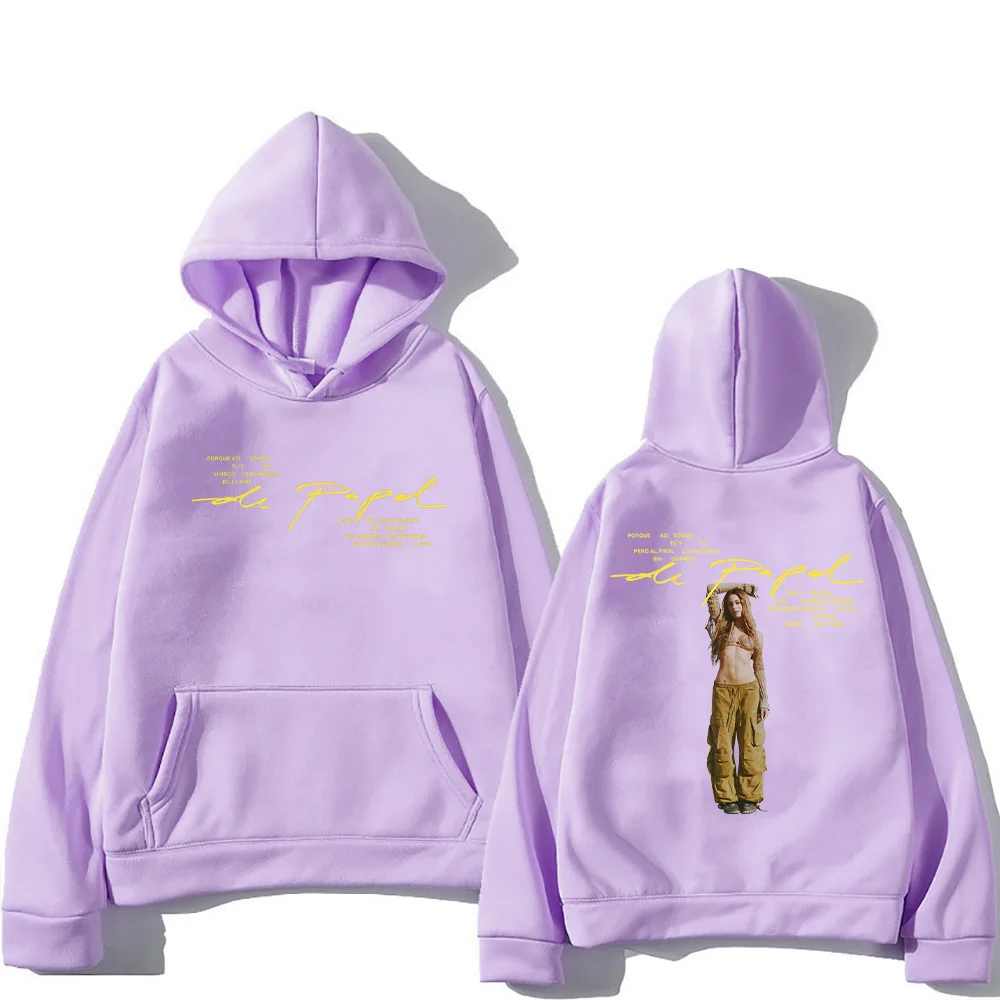 Singer TINI De Papel Hoodies Men Women Vintage Aesthetic Pullovers Fashion High Street Sweatshirt Long Sleeve Clothes Streetwear