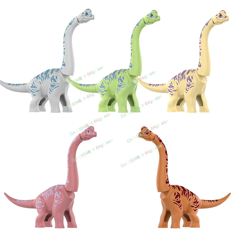 Roze Groen Grijs Geel Oranje Dino Brachiosaurus Jurassic Modellen Bouw Bolcks Actiefiguren Accessoires Creatief Bakstenen Speelgoed