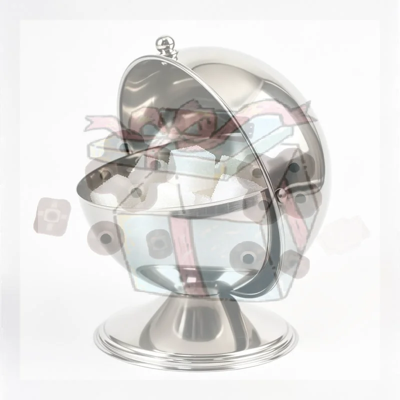 【CC】Modern Stainless Steel Jar With Flip Lid, Sphere Storage Container For Kitchen Office Home Decor, Holiday Desktop Organizer
