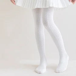 Lawadka Children Tights For Girls Cotton Knitted Kid's Girls Pantyhose Solid Soft Baby Leggings White Black Tight Spring 2-8Y