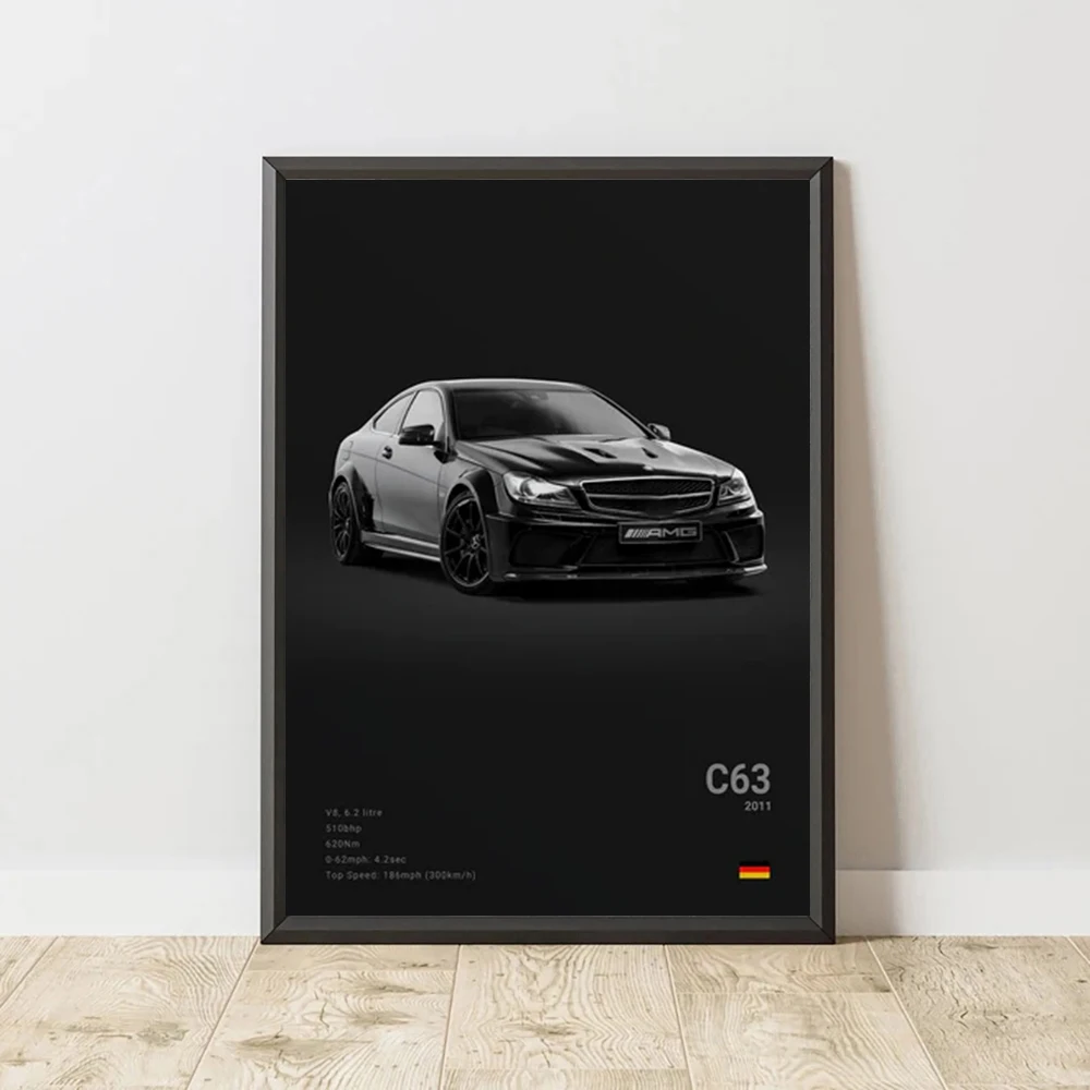 Famous Cars C63 R8 Canvas Wall Art Print Poster S3 296 ENZO Decorative Mural Modern Home Decor Birthday Gift Unframed