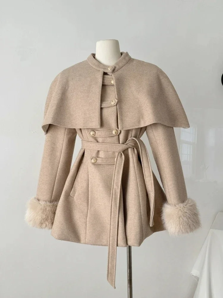 IMU Winter French Vintage Elegant 2 Piece Sets Woman Faux Fur Slim Design Mini Skirt Suit Female Bandage Chic Korean Popular Clo