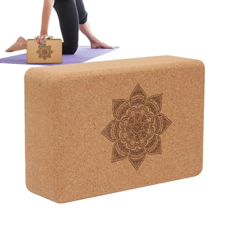 Cork Yoga Blocks Exercise Block In Flower Pattern Yoga Equipment Professional Stretching Blocks Workout Blocks Natural Cork Yoga