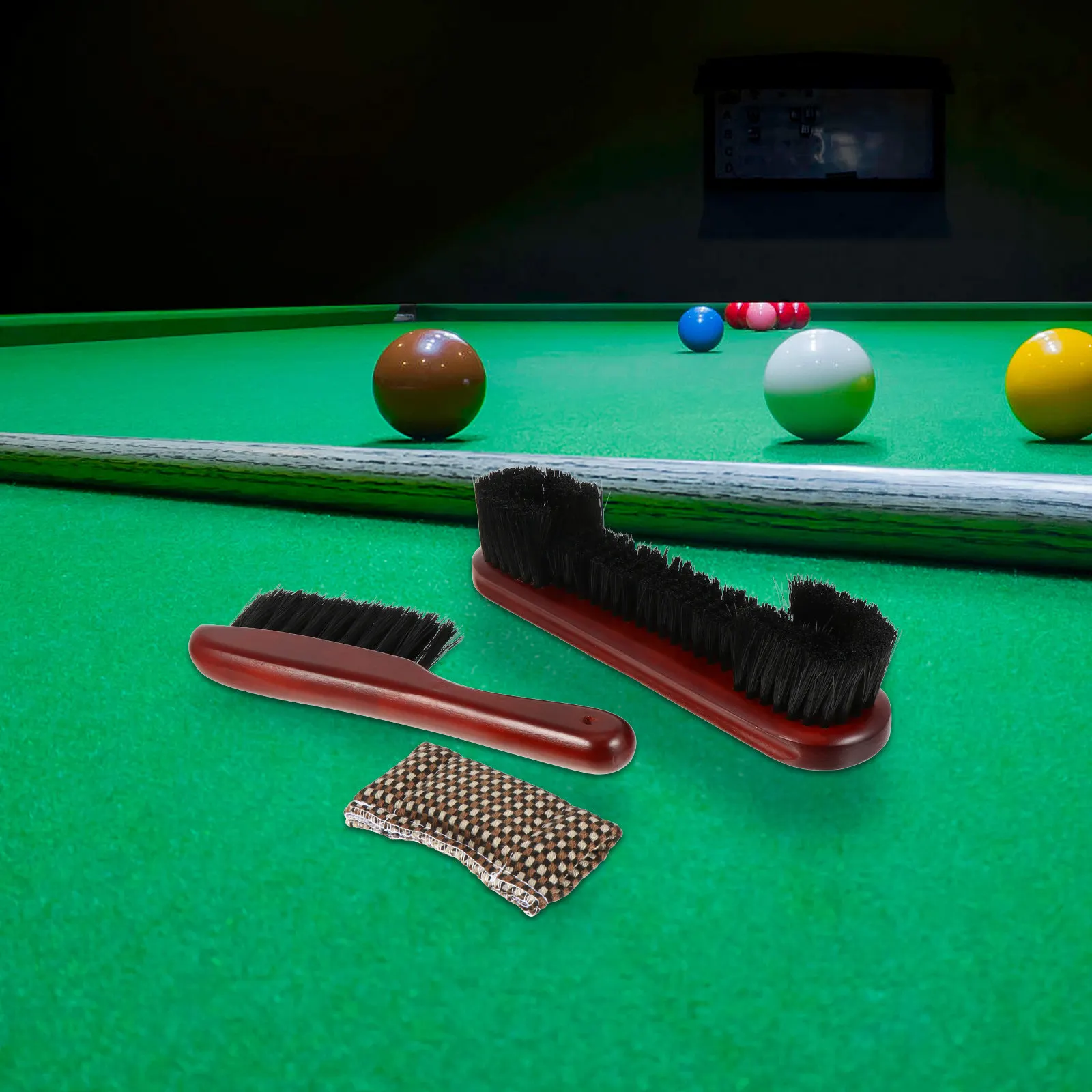 

1Set Premium Billiard Brush Set with Ergonomic Handle for Pool Table Cleaning Dust Powder Removal and Cue Cloth for Snooker