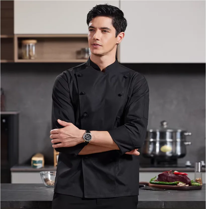 

Autumn and Winter Long-sleeved Premium Embroidered Double-row Buttoned Chef's Uniform