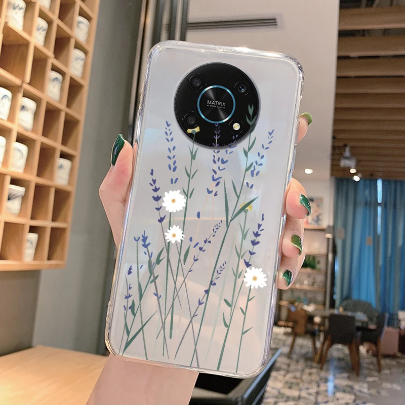 Funda transparente para Honor X30 Shell Magic 4 LITE 5G X9, funda trasera con flores y corazón, bonita funda de teléfono de silicona suave, protección mate